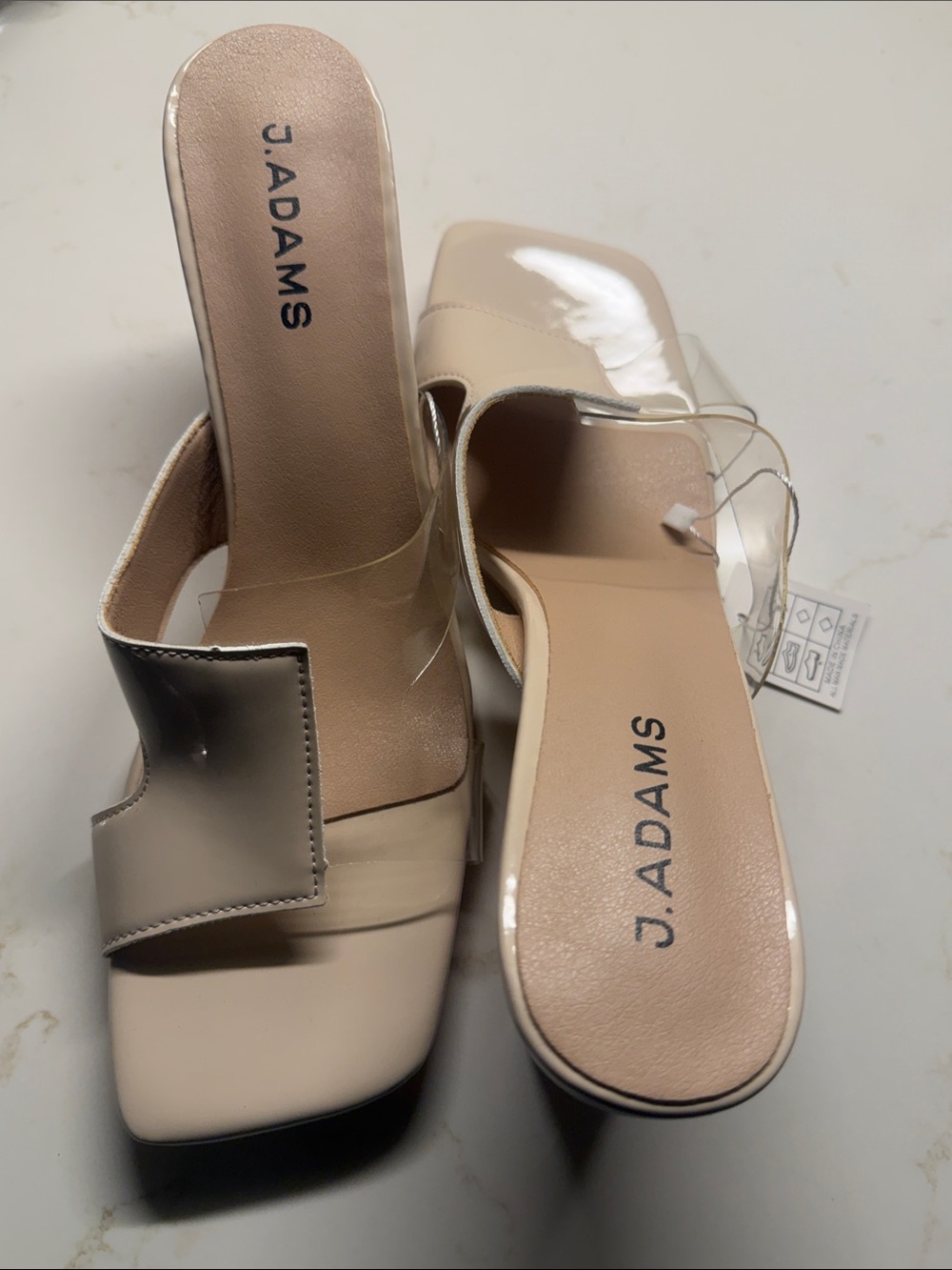 J. Adams Women's Cream Square-Toe Slip-On Heels